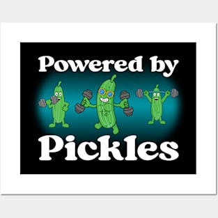 Powered By Pickles Funny Exercising Cucumbers Posters and Art